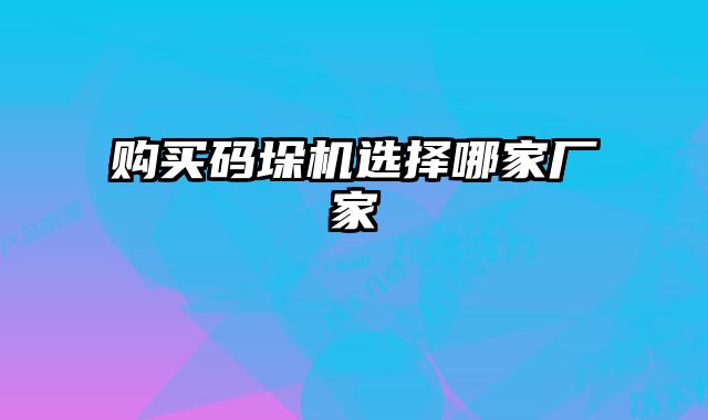 購買碼垛機(jī)選擇哪家廠家